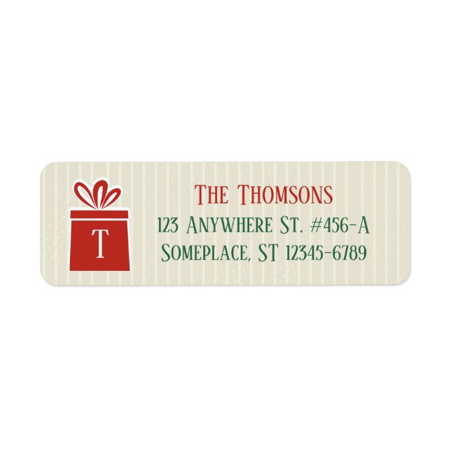 Snowflakes & Presents Red Return Address Labels (Front)