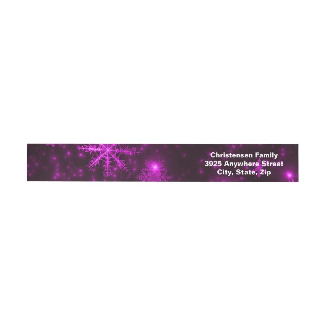 Snowflakes Purple Background Wrap Address Labels (Individual)