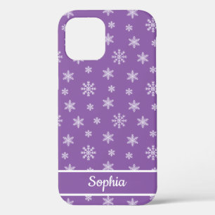 Snowflakes Purple pattern personalized name iPhone 12 Case