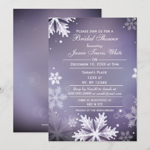 Snowflakes Purple Winter Bridal shower invite