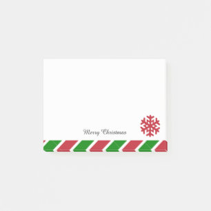 Snowflakes Red and Green Striped Christmas Post-it Notes