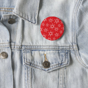 Snowflakes, Red and White Snowflakes, Snow 2 Inch Round Button
