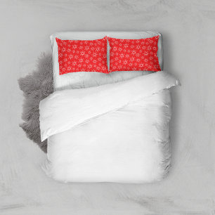 Snowflakes, Red and White Snowflakes, Snow Pillowcase
