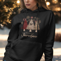 Snowflakes Red Buffalo Plaid Boho Christmas Tree