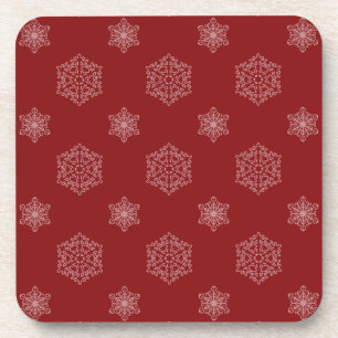 Snowflakes Red Coasters