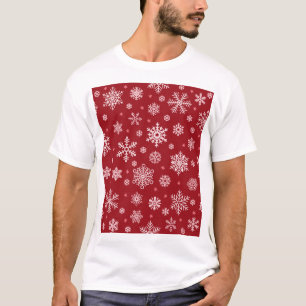 Snowflakes, red decor, Christmas pattern. T-Shirt