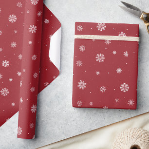 Snowflakes Red Holiday Wrapping Paper