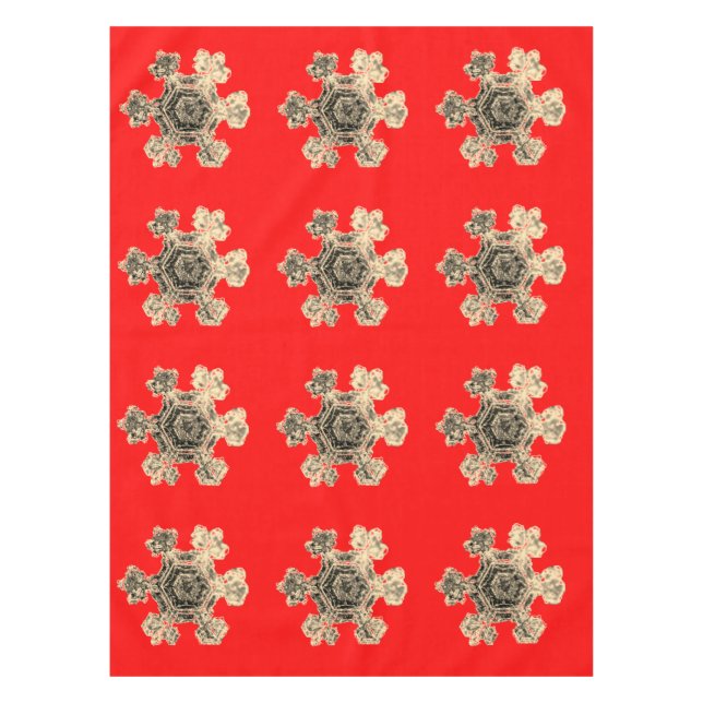 Snowflakes Red Tablecloth (Front)