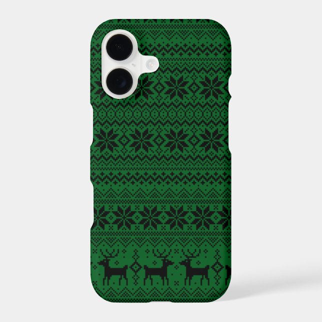 Snowflakes Reindeer Xmas Pattern Christmas Sweater (Back)