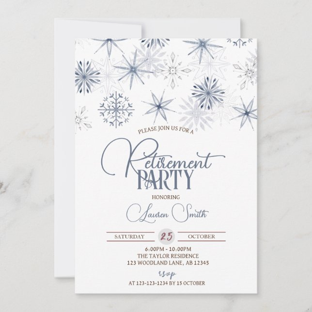 Snowflakes Retirement Party Invitation (Front)