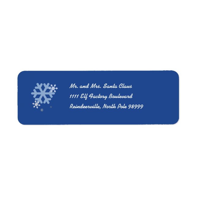 Snowflakes Return Address Label - Blue (Front)