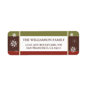 Snowflakes Return Address Labels (olive/red)