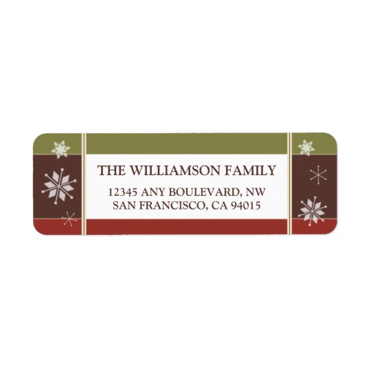 Snowflakes Return Address Labels (olive/red)