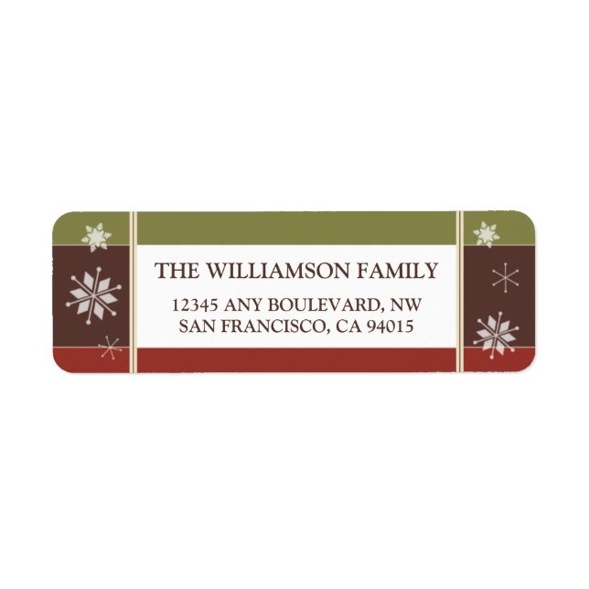 Snowflakes Return Address Labels (olive/red) (Front)