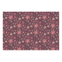 Snowflakes roses Envelopper Papier Plat Set de 3