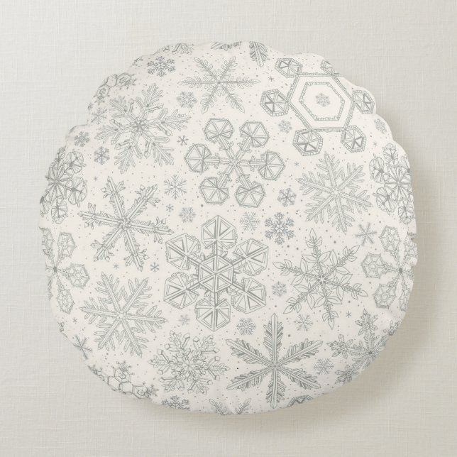 Snowflakes Round Pillow (Front)