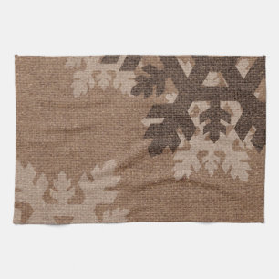 Snowflakes Rustic Stylish Faux Burlap Chic Holiday Kitchen Towel