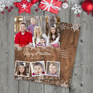 Snowflakes rustique Photo Collage Carte de Noël