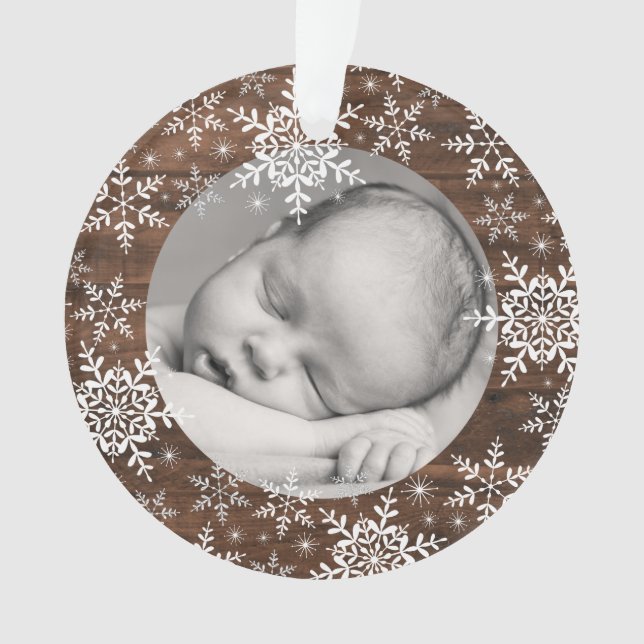 Snowflakes rustiques Baby First Christmas (devant)
