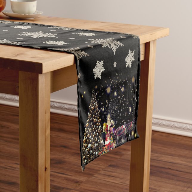  Snowflakes Santa Christmas Table Runner (In Situ)