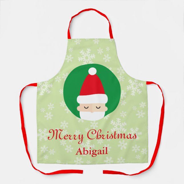 Snowflakes Santa Claus Christmas Apron (Front)
