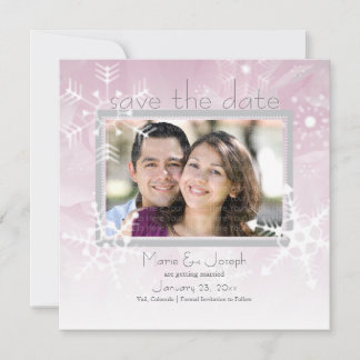 Snowflakes Save the Date: Winter Pink Save The Date