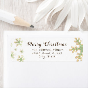 Snowflakes Script Merry Christmas Address Label