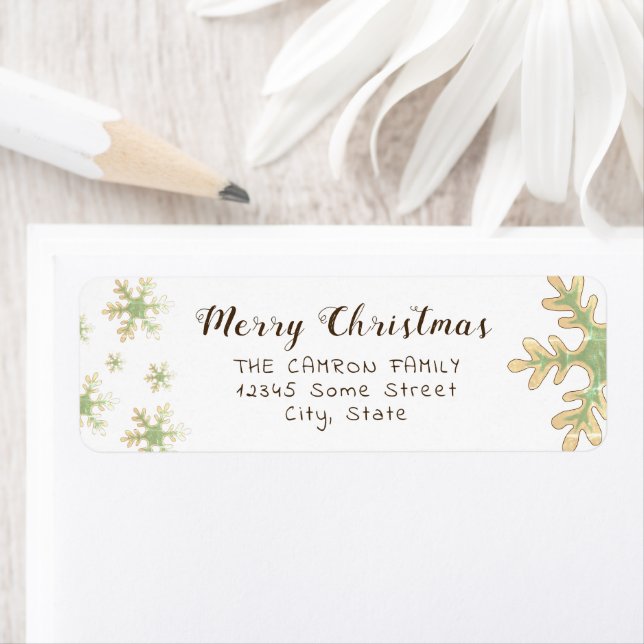 Snowflakes Script Merry Christmas Address Label (Insitu)