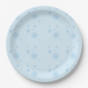 Snowflakes Seamless Light Blue Pattern Paper Plate