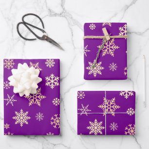 Snowflakes Seamless Pattern Purple Christmas Wrapping Paper Sheet