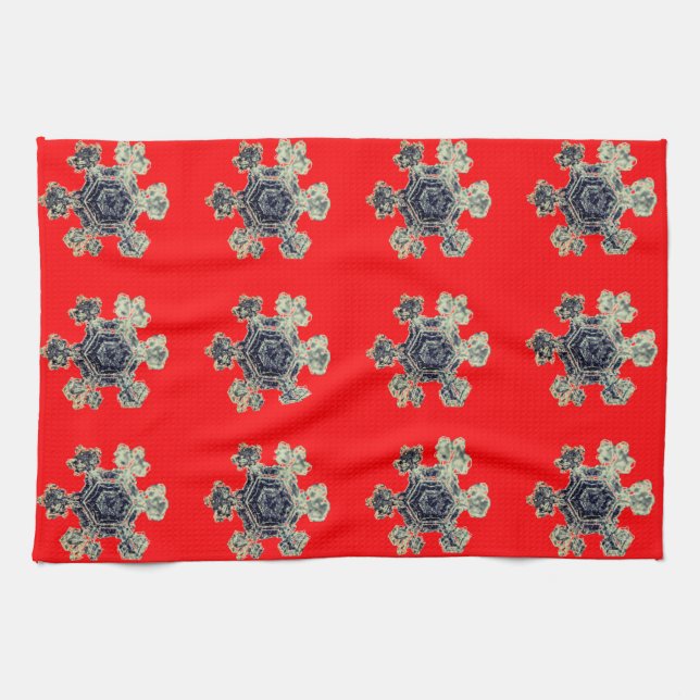 Snowflakes Serviettes de cuisine rouge (Horizontal)