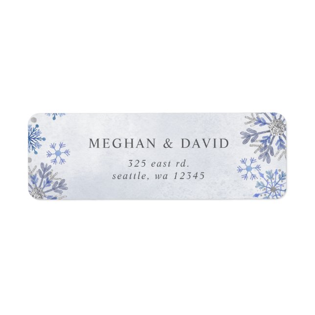 Snowflakes Silver Blue Christmas Winter Wedding (Front)