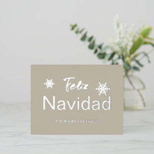 Snowflakes Simple Feliz Navidad Silver Foil Holiday Postcard