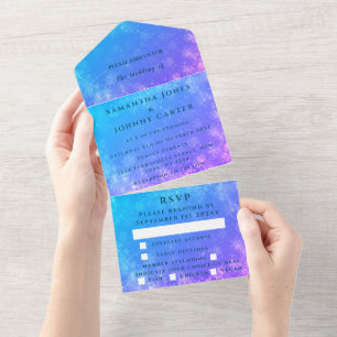 Snowflakes Snow Blue Winter Wonderland Wedding All In One Invitation