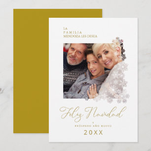 Snowflakes Spanish Modern Elegant Chic Christmas Holiday Card