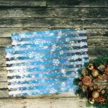 Snowflakes Sparkles and Lights On Blue Stripes Tissue Paper<br><div class="desc">Beautiful winter themed tissue paper design featuring snowflakes,  sparkles and lights on a blue striped background.</div>