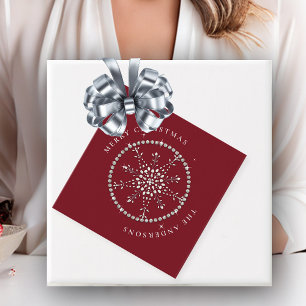 Snowflakes Sparkles Glitter Red Christmas Chic Favour Tags