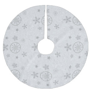 Snowflakes Sparkles Glitter White Christmas Chic Brushed Polyester Tree Skirt