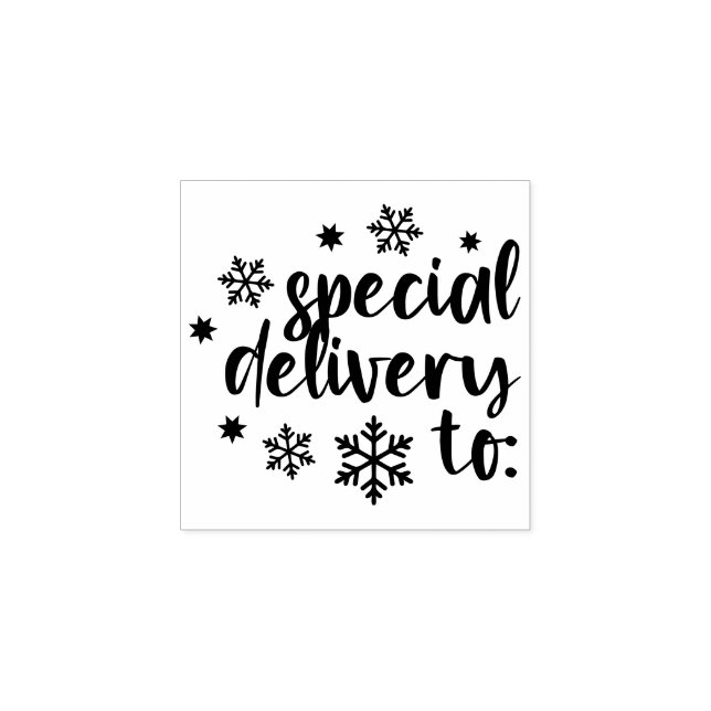 Snowflakes Special Delivery To Christmas Rubber Stamp (Imprint)