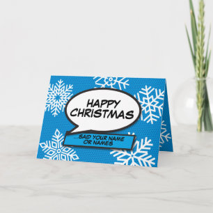 Snowflakes Speech Bubble Fun Retro Comic Book Card