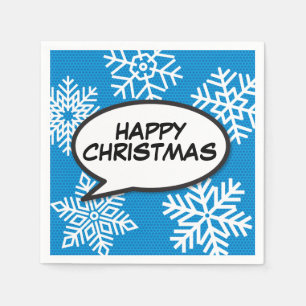 Snowflakes Speech Bubble Fun Retro Comic Book Napkin