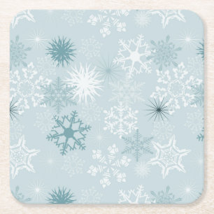 Snowflakes Square Paper Coaster