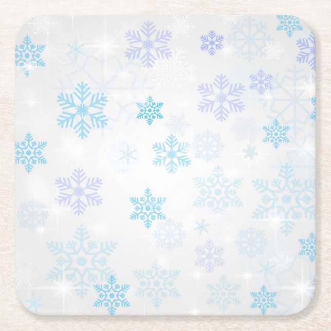 Snowflakes Square Paper Coaster (Front)