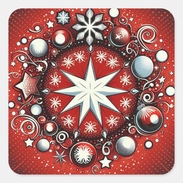 Snowflakes  square sticker (Front)