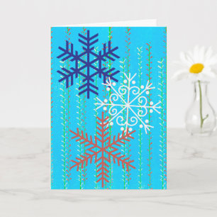 Snowflakes style rétro en bleu carte de Noël