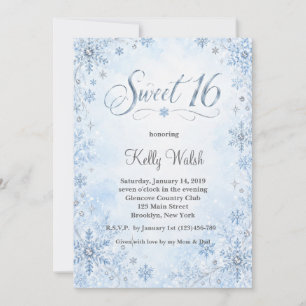 Snowflakes Sweet 16 Winter Wonderland Invitation