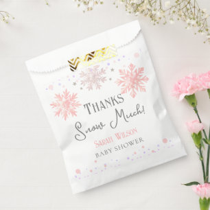 Snowflakes Thanks Snow Much baby shower Pink Favour Bag