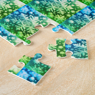 Snowflakes / Thick Crystals / Greenleaf / Centre Jigsaw Puzzle