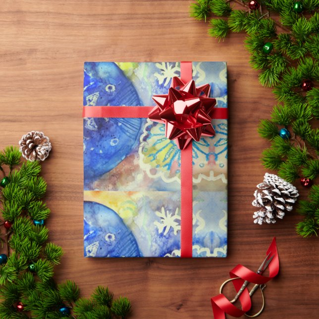 Snowflakes Watercolor Art  Wrapping Paper (Holiday Gift)