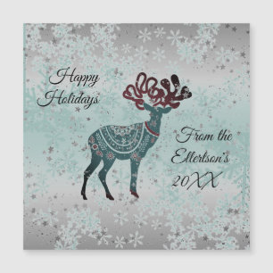 Snowflakes Whimsical Reindeer Christmas Glitter